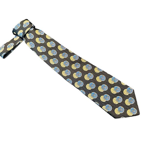 Valentino Black, Blue and Gold Silk Tie - Picture 2 of 5